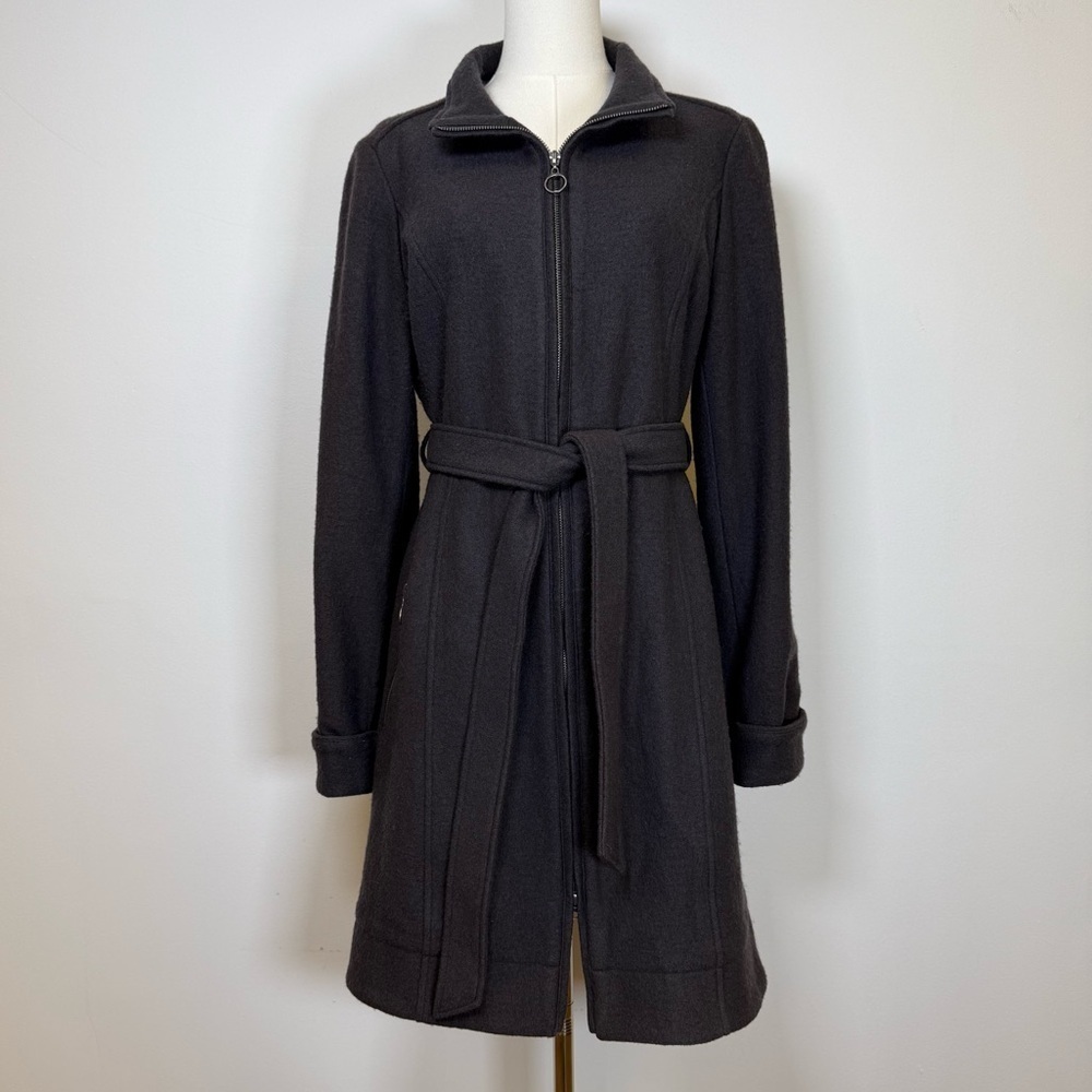 Carve Designs Gray Wool Blend Zip Front Knee Length Coat Women’s Size Medium